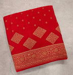 Red  small butta pure benarasi crepe silk saree