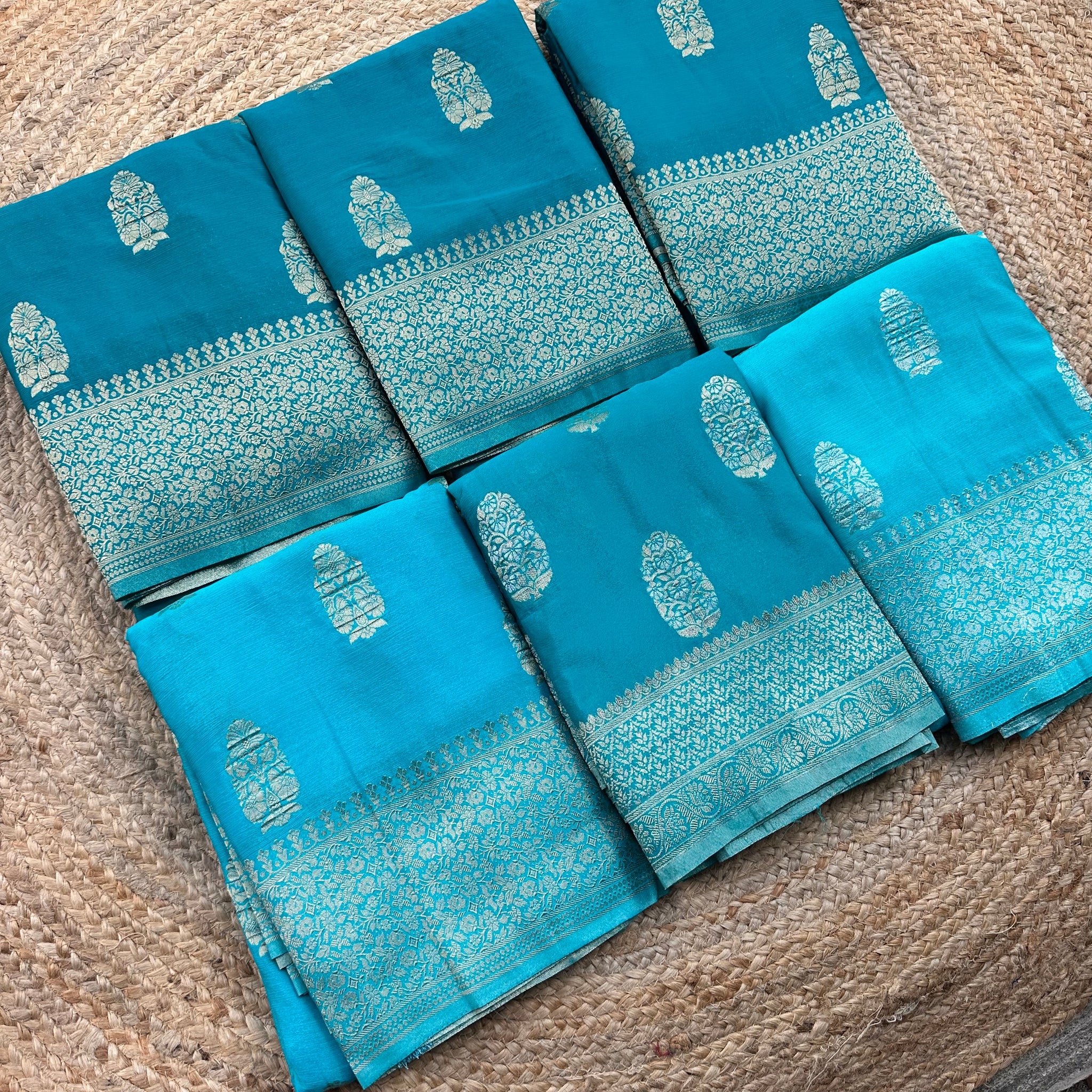 Sky blue soft crepe big butta sarees