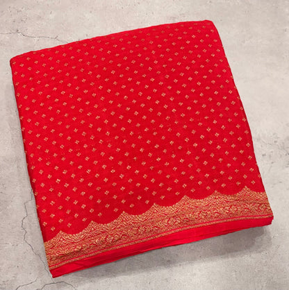 Red small butta pure benarasi crepe silk saree