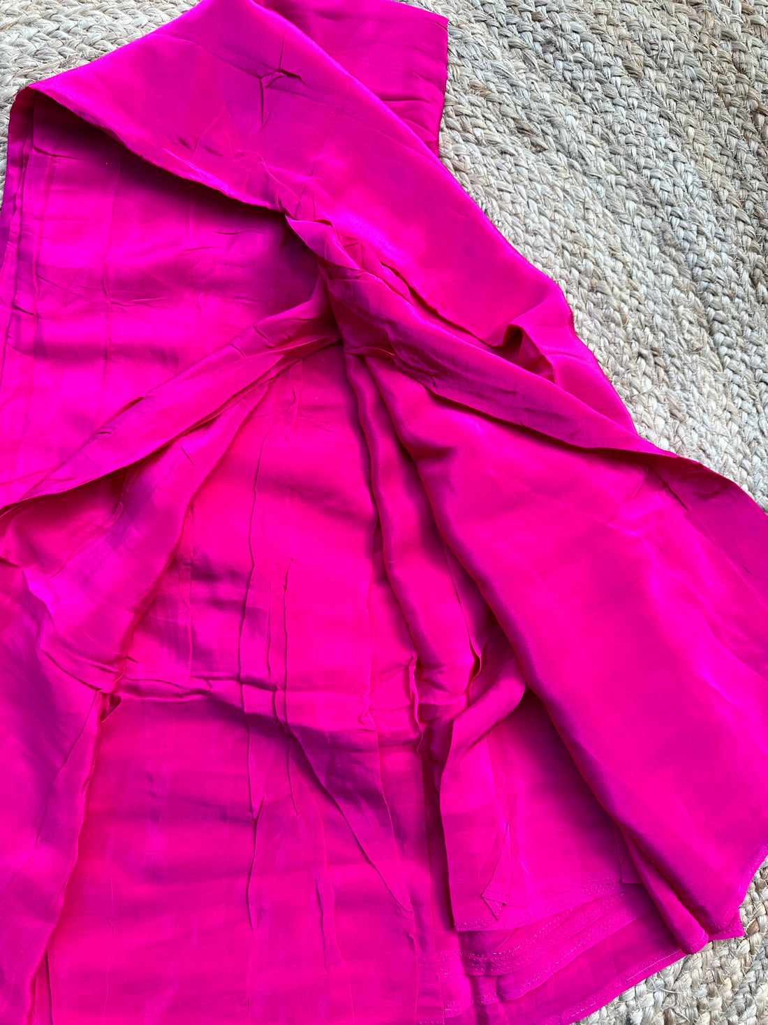 Pink pure crepe plain sarees with brocade blouse