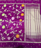 Purple temple border tusser Paithani saree