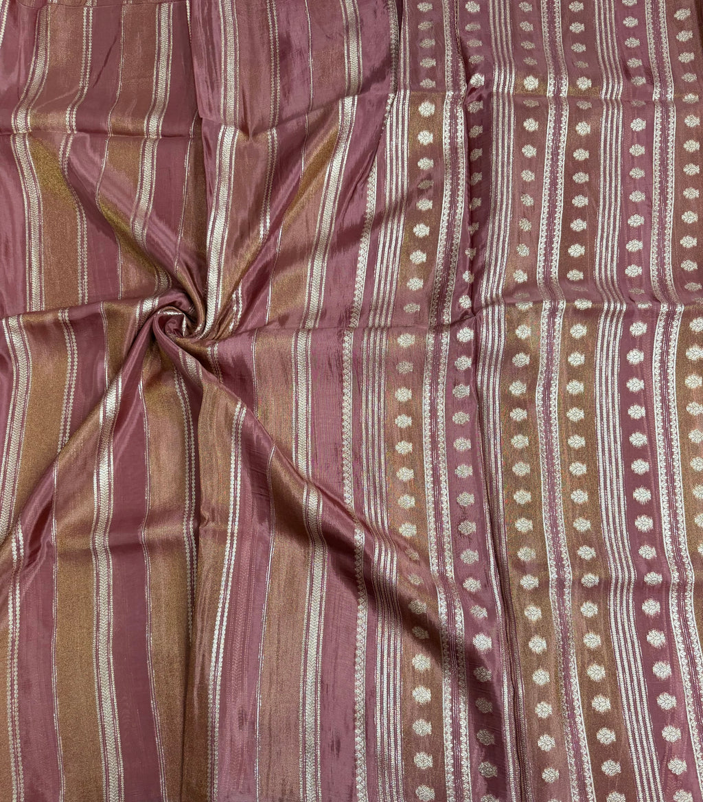 Pastel brown stripes chinnon crepe 107 saree