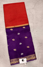 2D contrast border checks Dola crepe saree