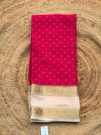 Rani pink and half white 1000 butta pure crepe Mysore silk saree 120gsm