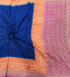 Blue 3D pure benarasi crepe silk saree
