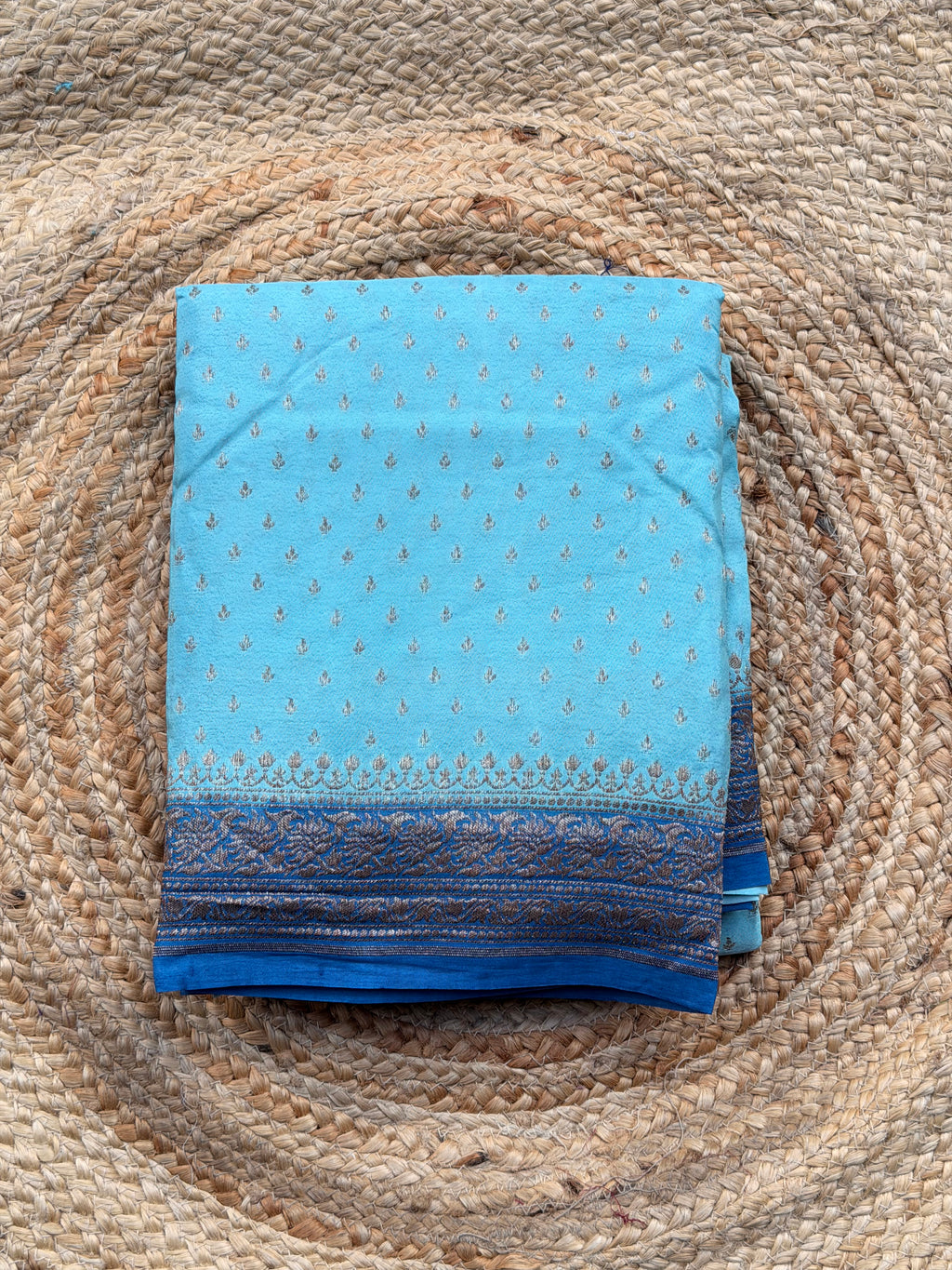 Banaras Pure crepe chiffon baby blue and blue