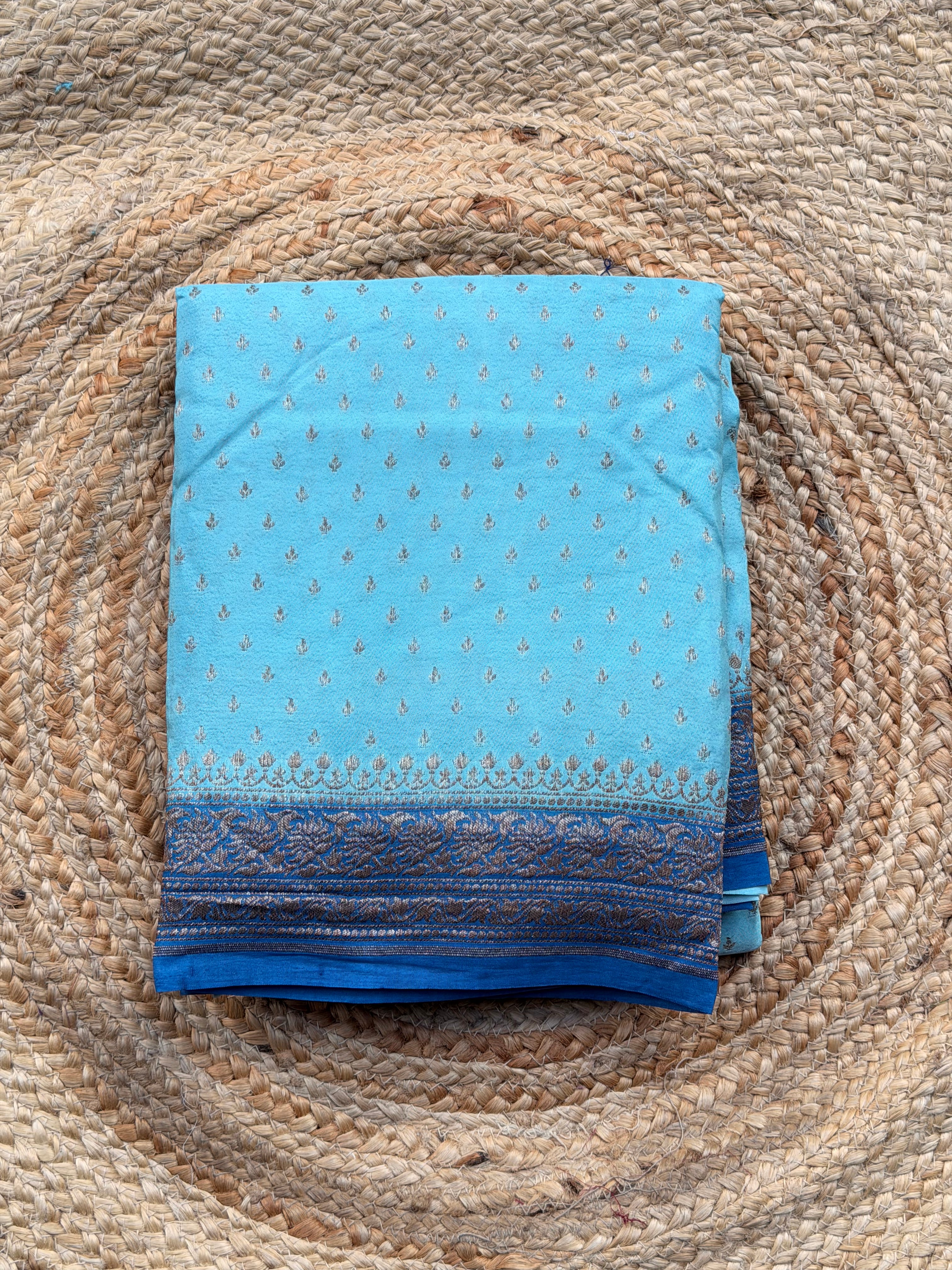 Banaras Pure crepe chiffon baby blue and blue
