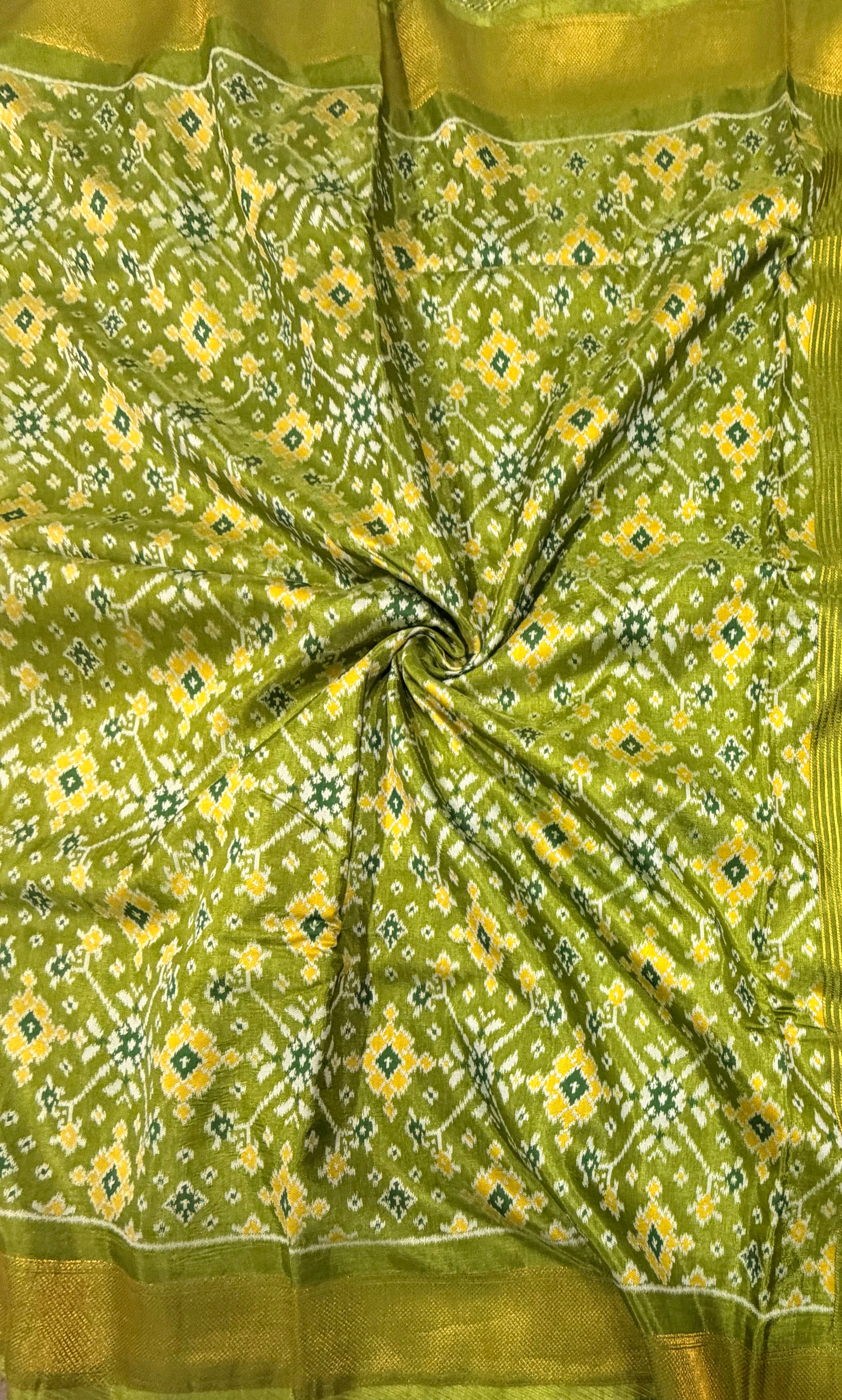 Light green small border tusser Paithani saree