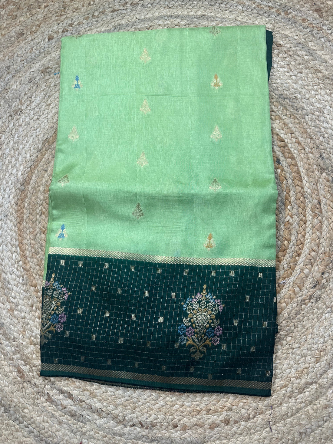 Olive green dola silk
