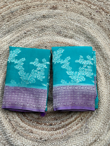 Rama blue with purple crushed georgette