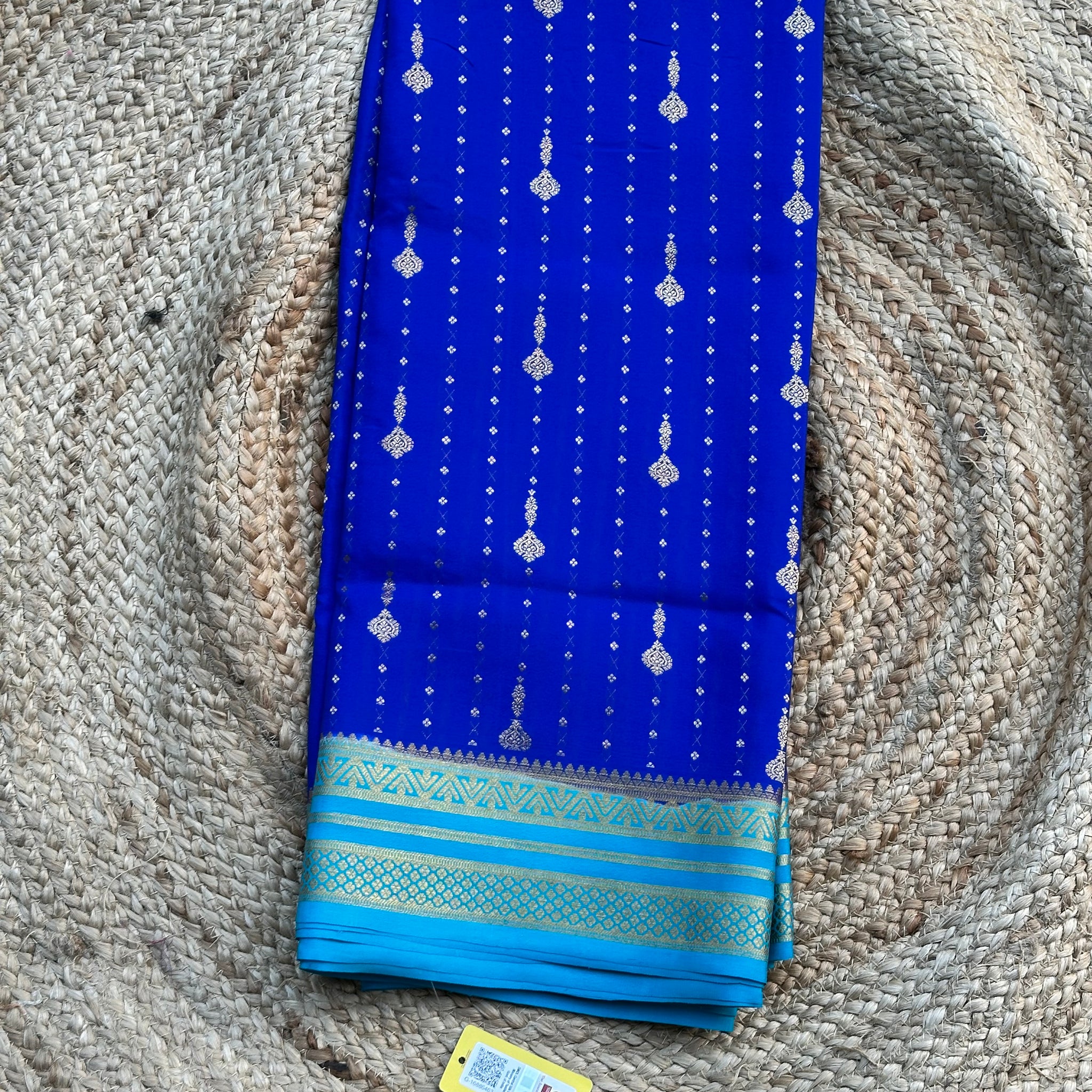 Royal blue sky blue pure crepe Mysore Silk sarees 130 gsm