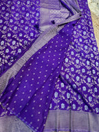 Purple designer georgette in jaal pattern saree.