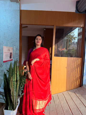 Red pure modal silk sarees