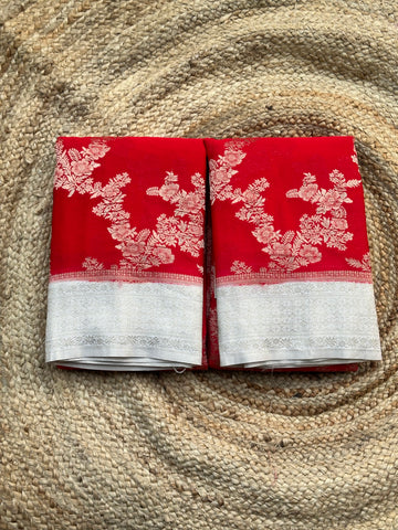 Red and white crushed georgette