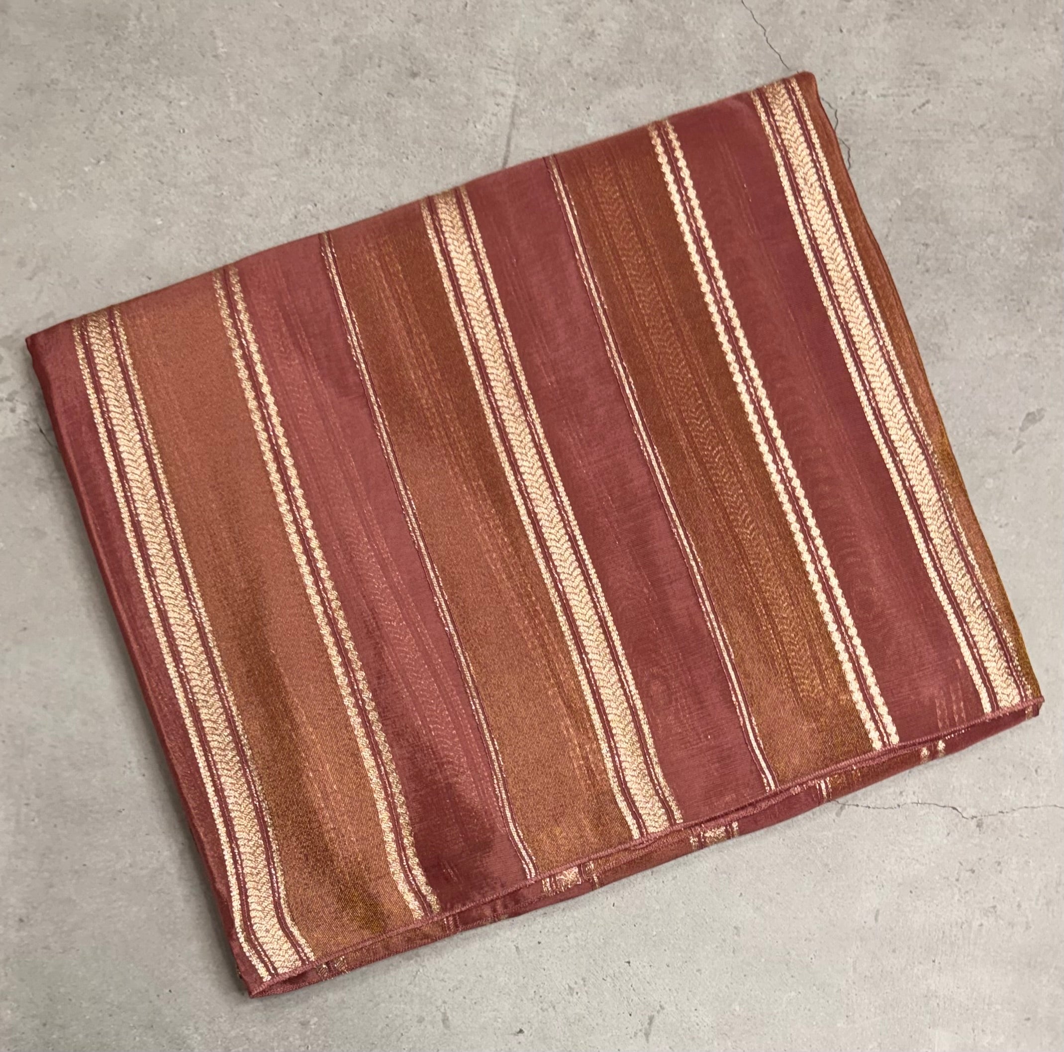 Pastel brown stripes chinnon crepe 107 saree
