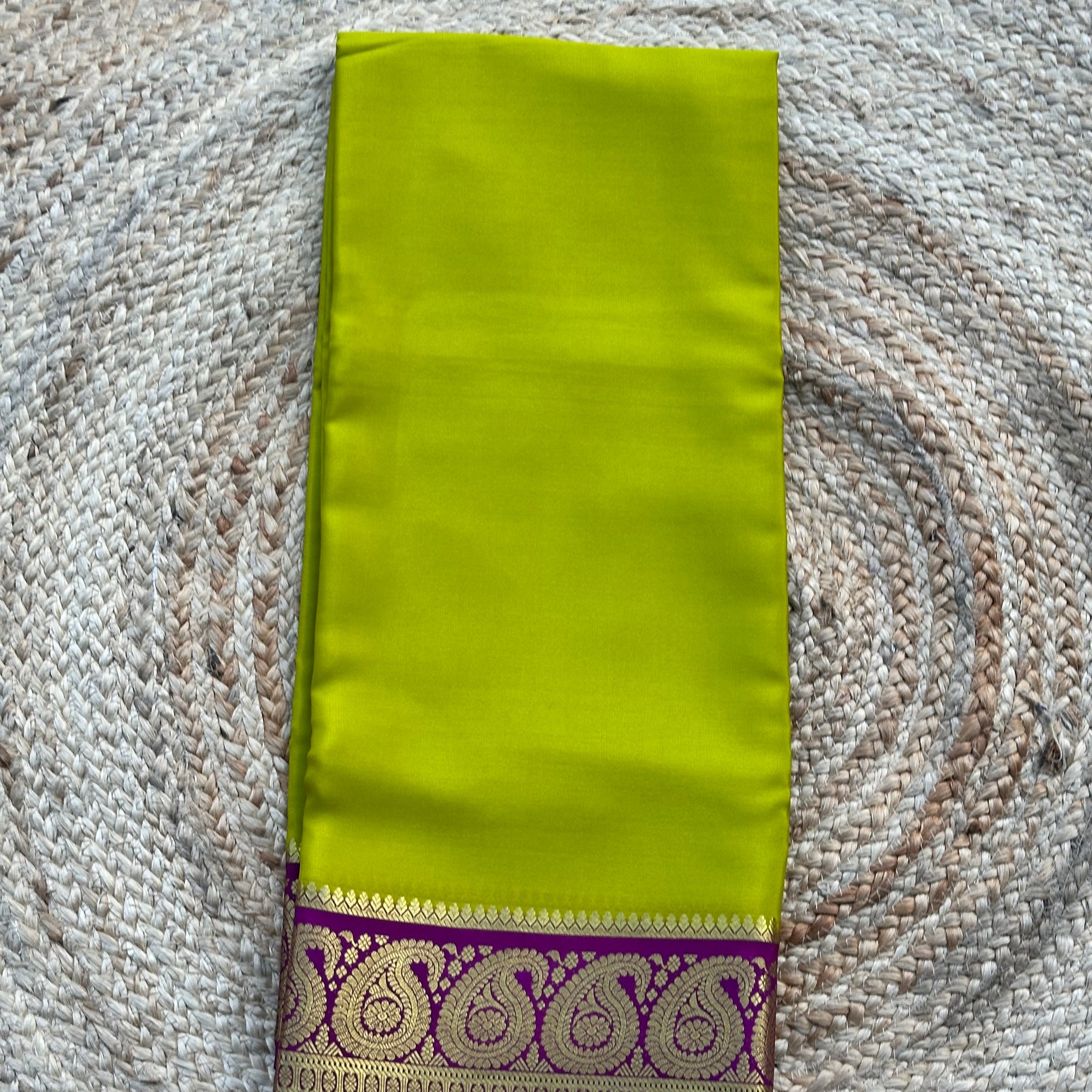 Green with Mejentha pure crepe Mysore Silk sarees 120 gsm