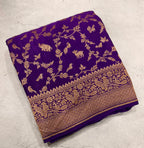 Purple jaal pattern pure benarasi crepe silk saree