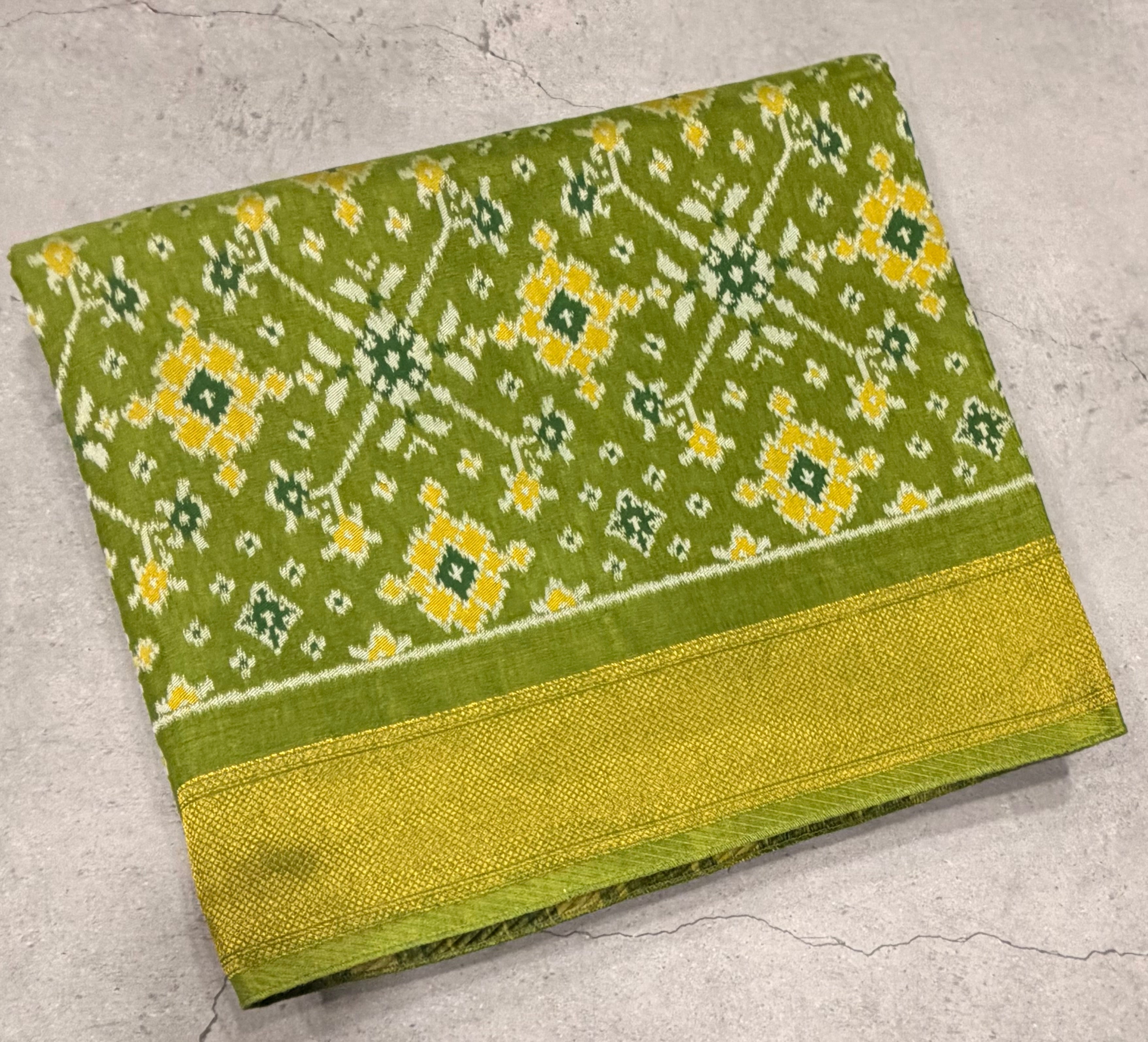 Light green small border tusser Paithani saree
