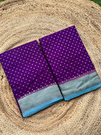 Purple and sea blue crepe chiffon Banarasi sarees