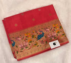 Pastel pink pure paithani swan & peacock border saree