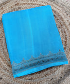 Light blue pure Banarasi crepe saree