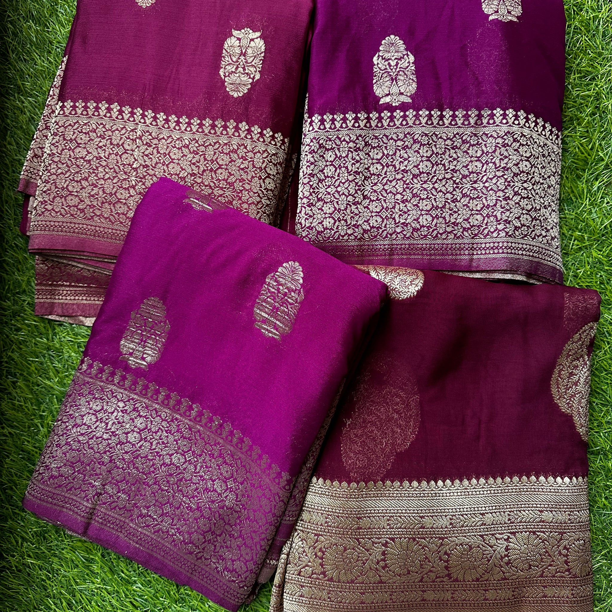 Soft crape, mejentha wine shades.