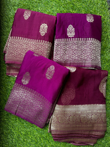 Soft crape, mejentha wine shades.