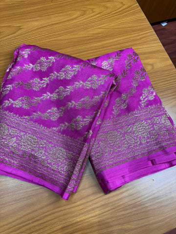 Rose pink jaal pattern Banaras blouse materials 1 mtr