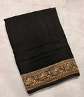 Black Kanchi border plain modal silk saree