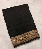 Black Kanchi border plain modal silk saree