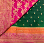 Bottle green 3D pure benarasi crepe silk saree
