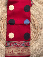 Red and maroon pure Ajrak dola silk