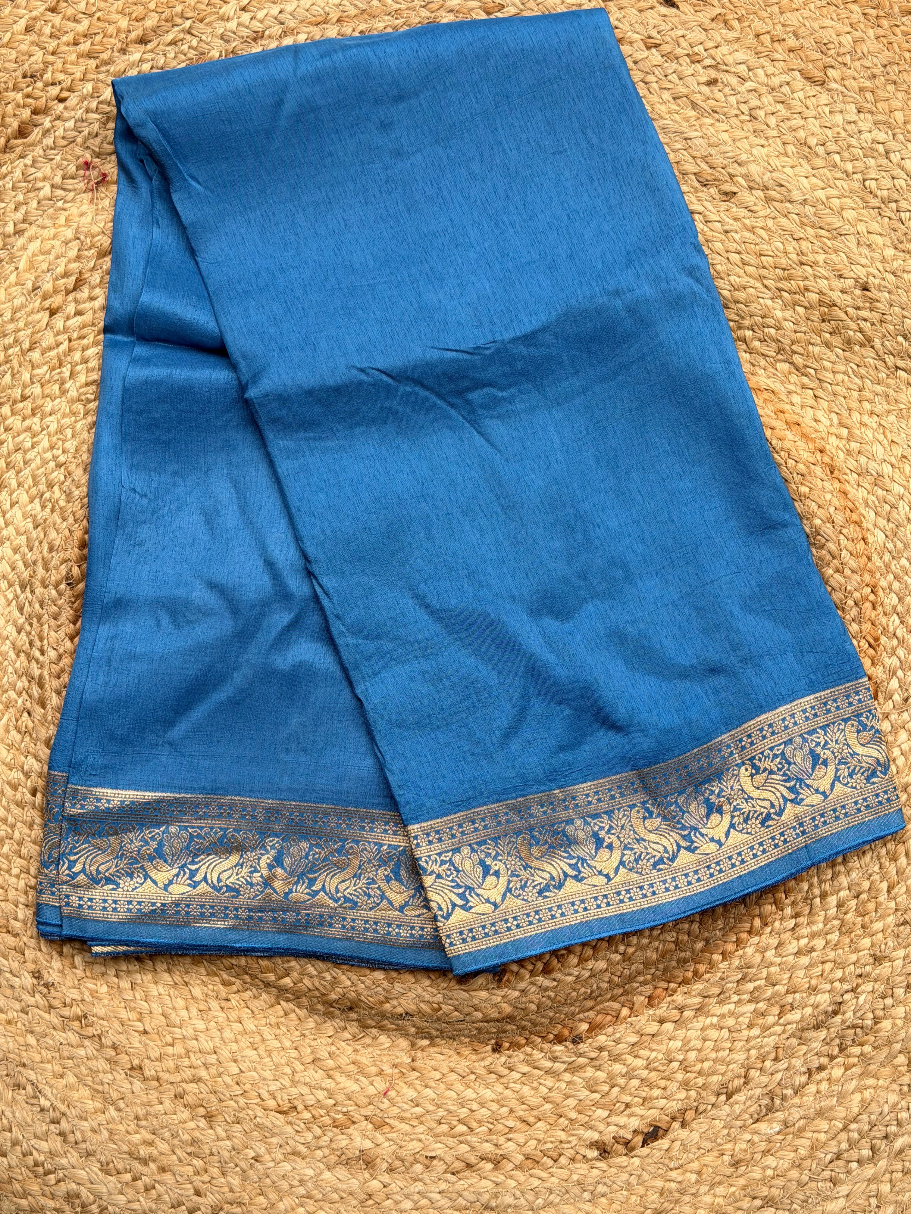Blue plain dola modal sarees
