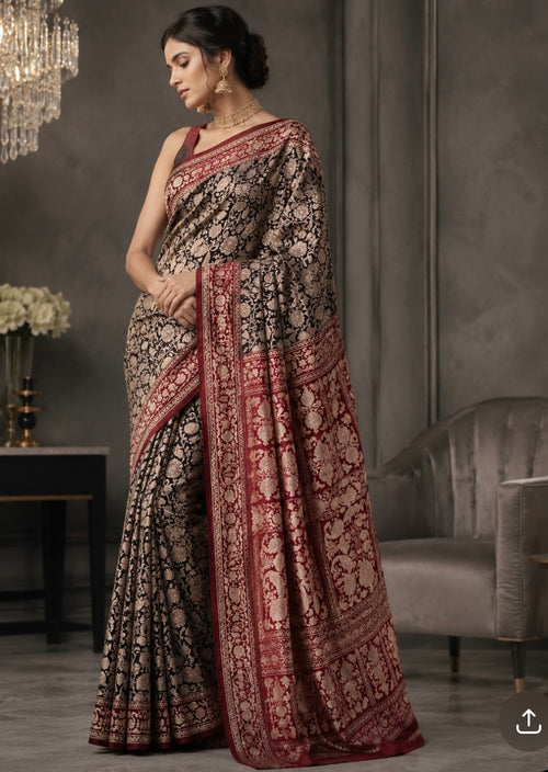 Black n maroon Kalamkari digital print 107 casual saree