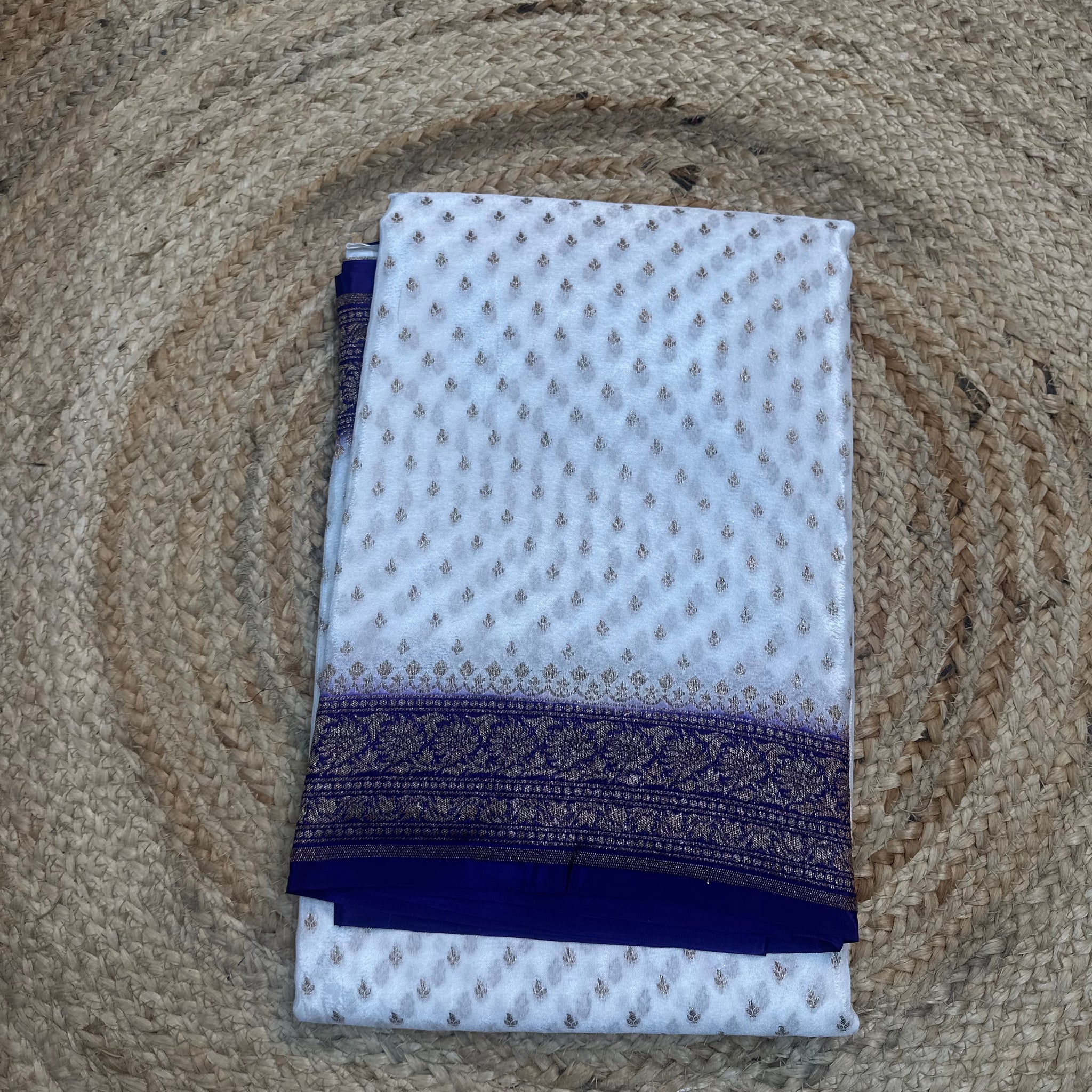 Purple and white crepe chiffon sarees