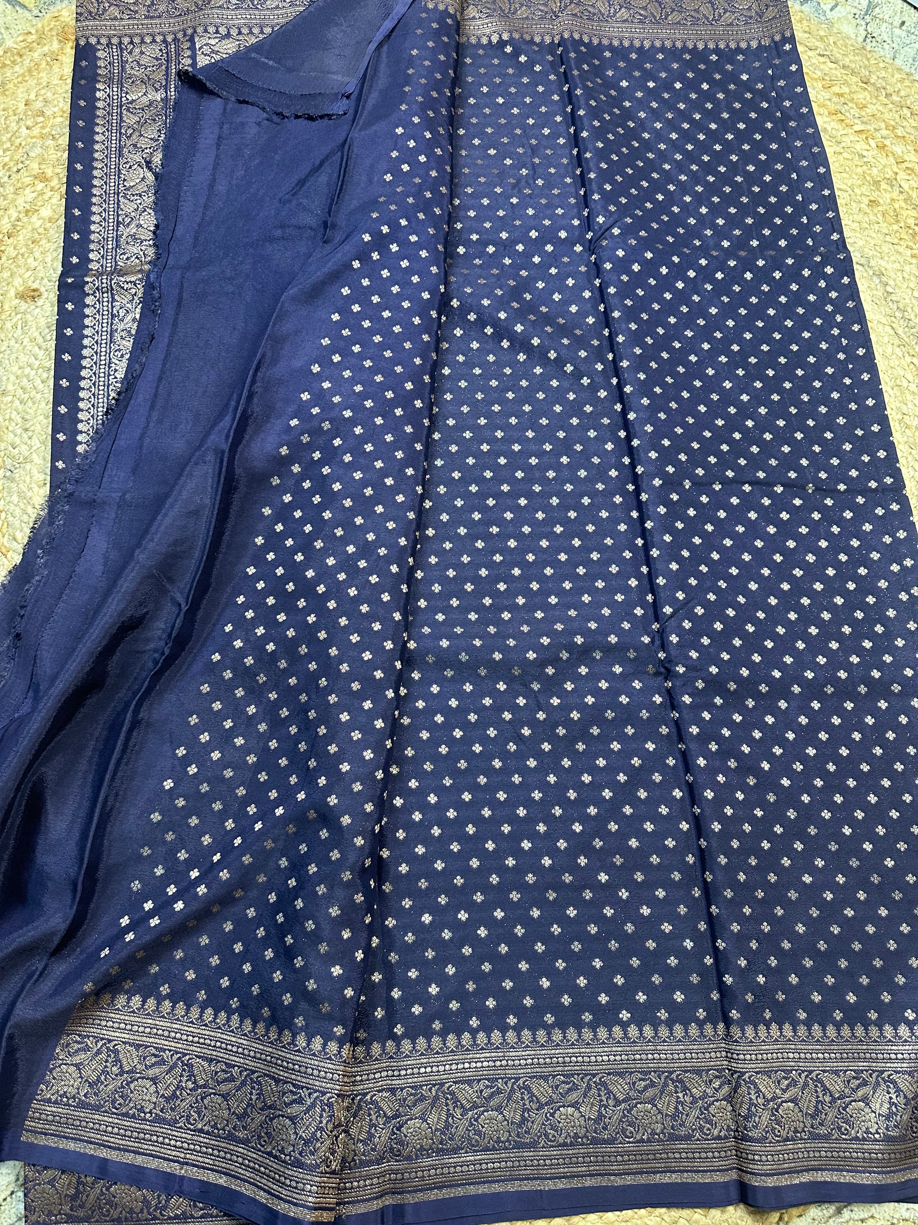 Eliphant grey crepe chiffon handloom silk sarees.