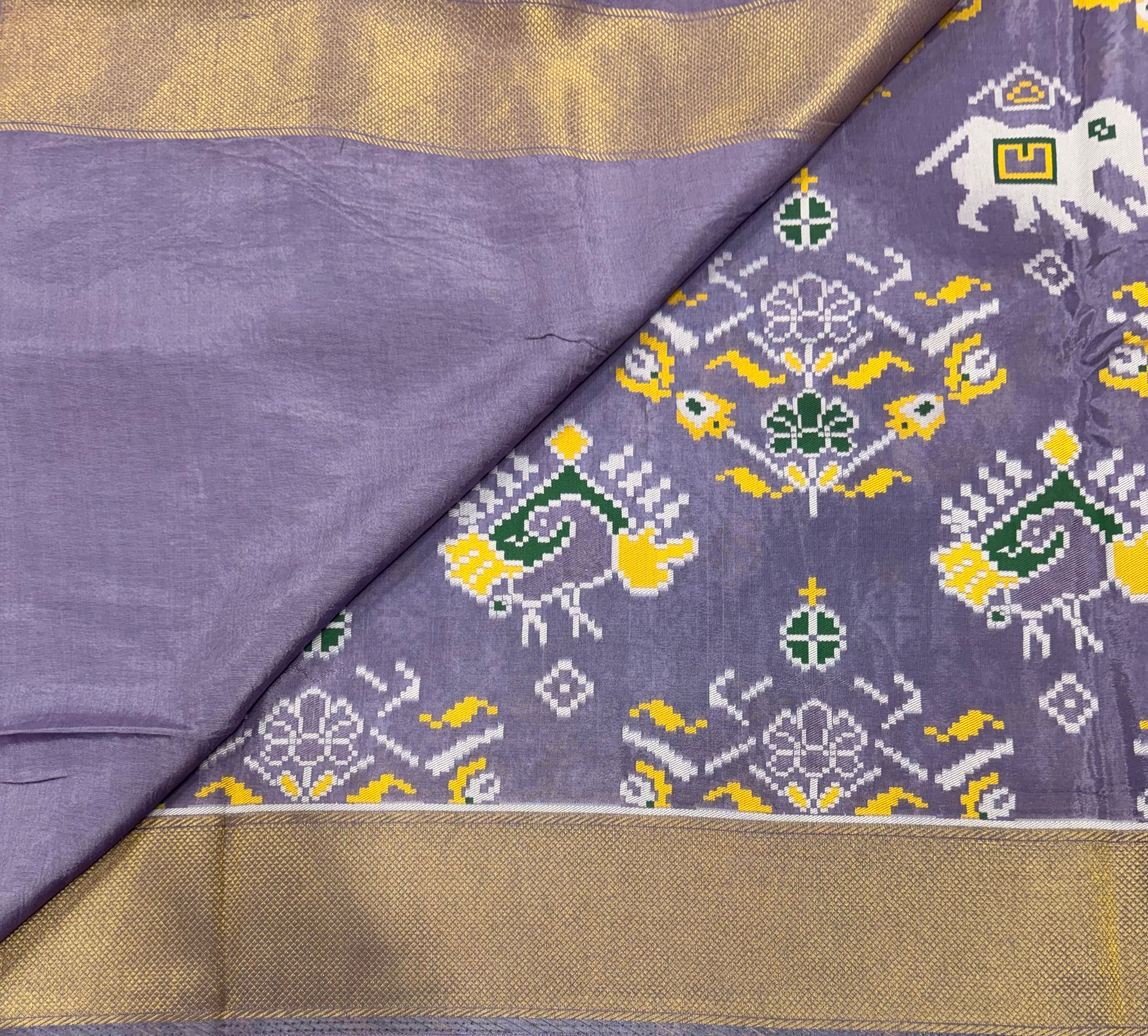 Light violet small border tusser Paithani saree