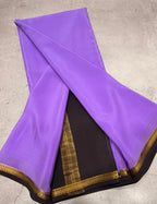 Violet one inch border pure Mysore silk crepe saree