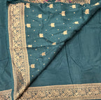 Dark Rama green Kanchi border plain modal silk saree