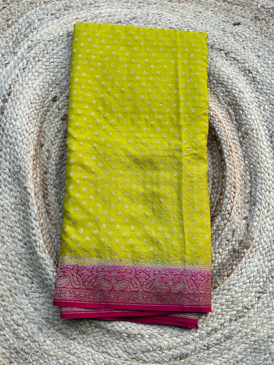Light green with Rani pink pure crepe Banaras silk sarees