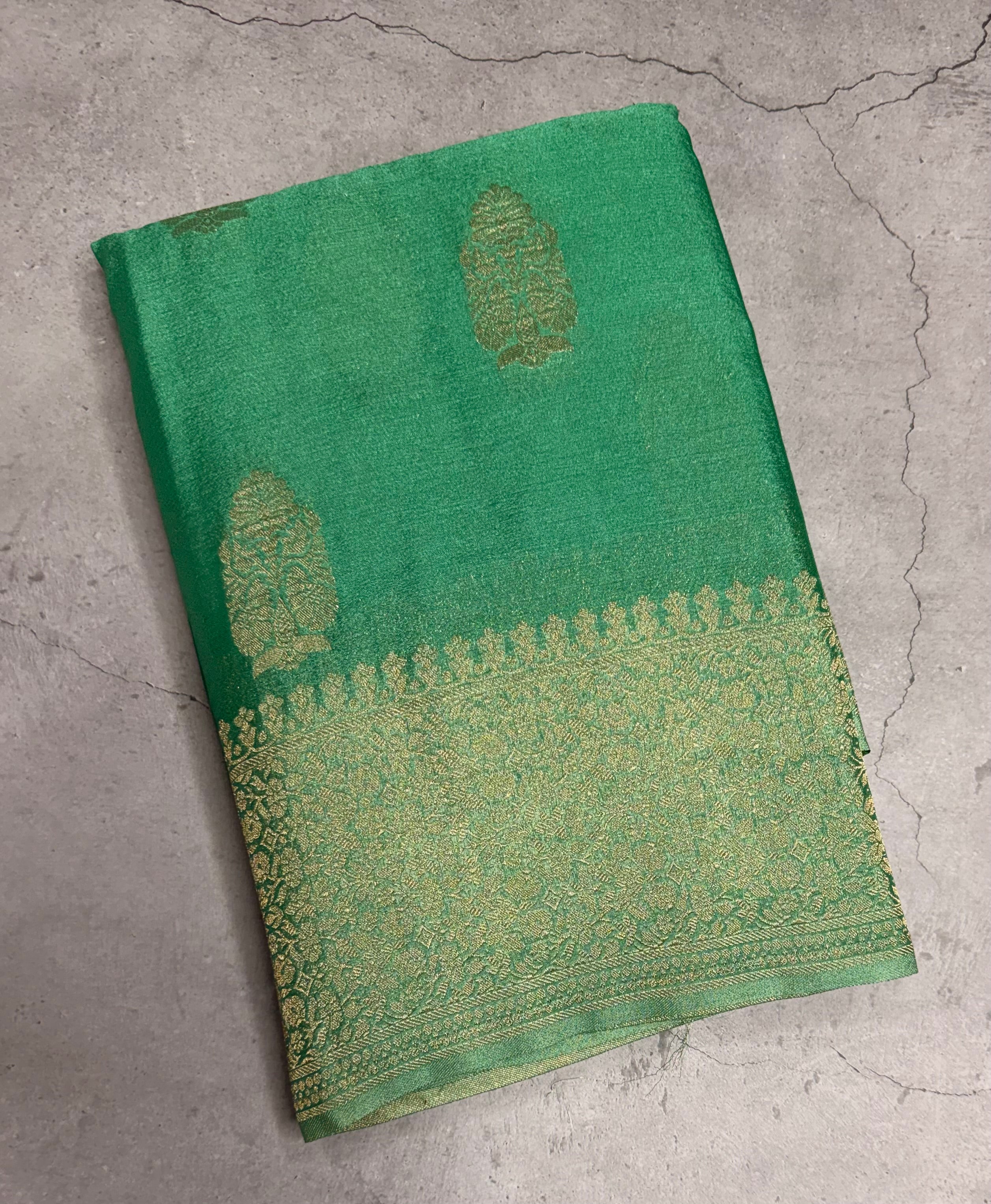 Light sea green big butta 107 designer soft crepe silk saree