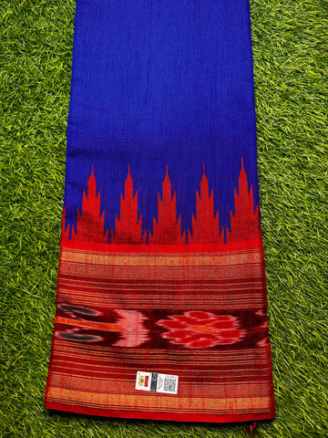 Raw silk,royal blue and red combination.