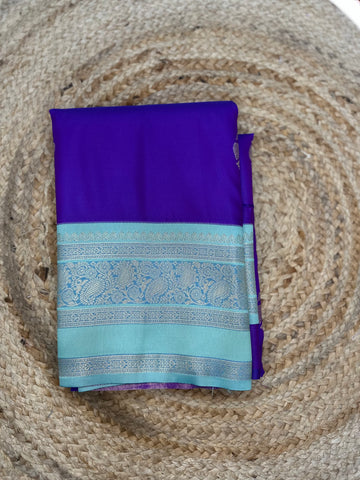 ink blue with sky blue semi kanchi
