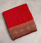 Red n wine pure benarasi crepe silk saree