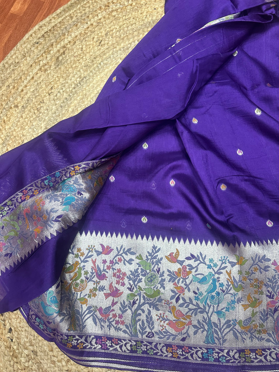 Purple tusser Paithani sarees
