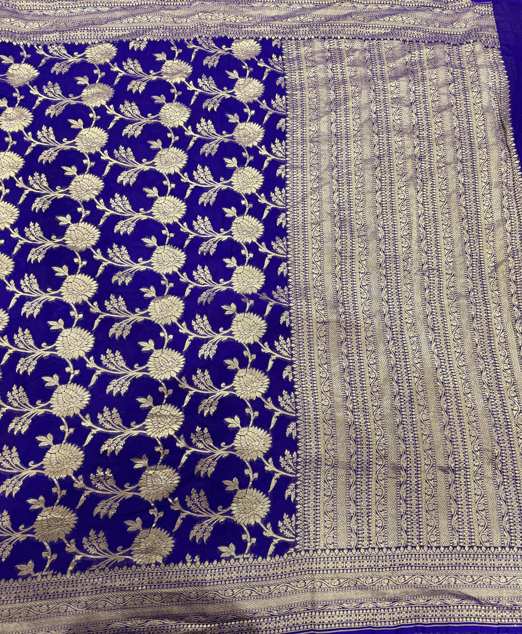 Purple jaal pattern pure georgette with water zari saree