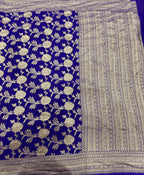 Purple jaal pattern pure georgette with water zari saree