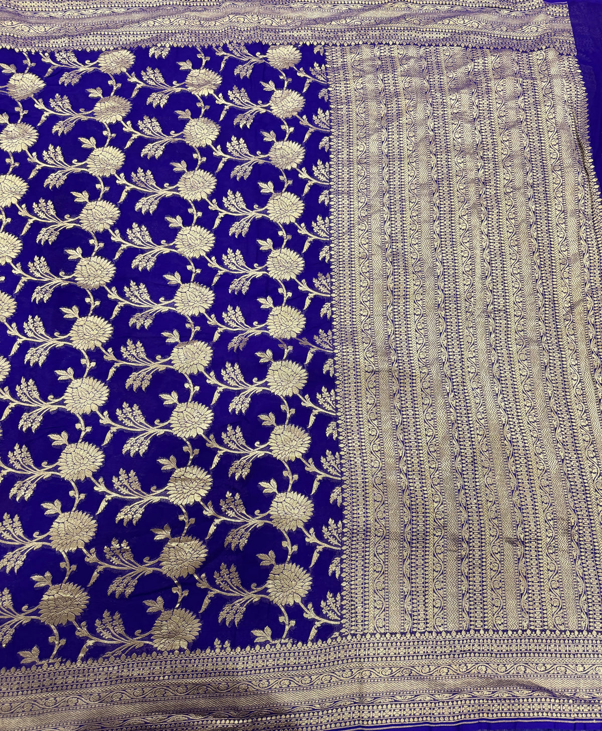 Purple jaal pattern pure georgette with water zari saree