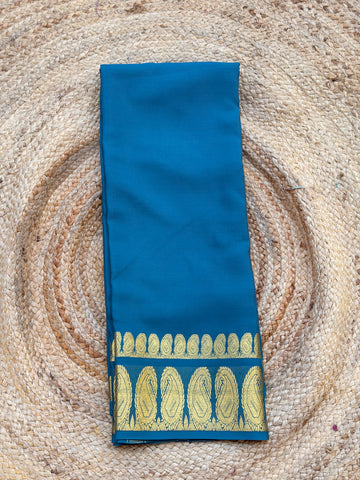 Peacock blue KSIC double mango border crepe Mysore silk 120gsm