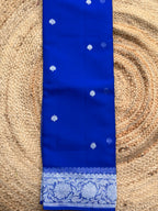 Royal blue Banarasi pure khadi chiffon saree sliver zari woven